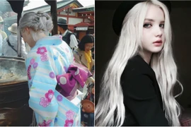 Ngỡ ngàng với nhan sắc của "thiên thần tóc bạch kim" mặc kimono
