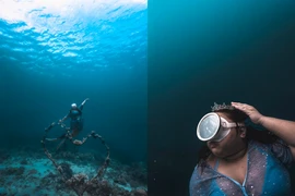 "Nàng tiên cá" ngoại cỡ mê mẩn với lặn biển tự do