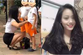 Cô giáo mầm non xinh đẹp chỉnh áo quần cho bé gây sốt trên mạng xã hội