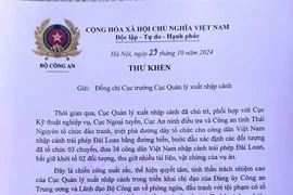 Lãnh đạo Bộ Công an có Thư khen gửi Cục Quản lý xuất nhập cảnh