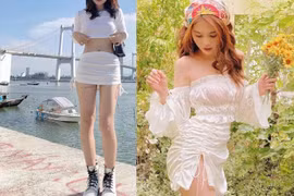 Nhức mắt pha mặc đầm dây rút ngắn cũn lộ vòng 3 lẫn nội y