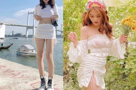 Nhức mắt pha mặc đầm dây rút ngắn cũn lộ vòng 3 lẫn nội y