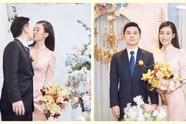 Hoa hậu Đỗ Mỹ Linh hôn chồng thiếu gia trong lễ rước dâu