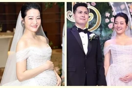 Sao Việt lấy chồng gốc Hoa khoe bụng bầu 5 tháng trong đám cưới