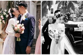 Loạt ảnh Minh Hằng tình tứ bên chồng trong lễ gia tiên