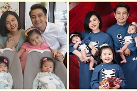 Lộ diện hai con gái sinh đôi của diễn viên Vân Trang