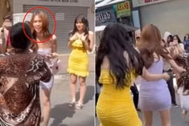 Xôn xao đoạn clip Ngọc Trinh bị đánh ghen giữa phố