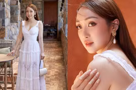 Vợ trẻ của Chi Bảo diện váy trắng tinh hóa công chúa ngọt ngào