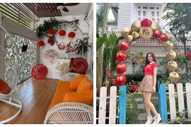 Vy Oanh trang trí biệt thự lộng lẫy đón Tết