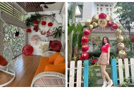 Vy Oanh trang trí biệt thự lộng lẫy đón Tết