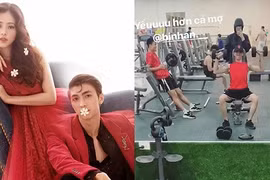 Á hậu Phương Nga “hộ tống” bạn trai Bình An đến phòng tập gym 
