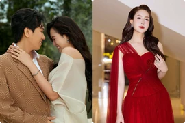 Anh Đức tình tứ bên bà xã, Hồng Diễm diện váy đỏ rực