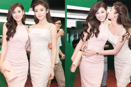 Á hậu Huyền My chu môi hôn má Tú Anh