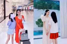 Thủy Tiên khoe con gái 10 tuổi cao gần bằng mẹ