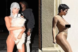 Vợ mới của Kanye West gây sốc với thời trang “mặc như không“