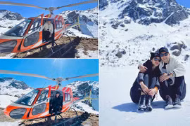 Thủy Tiên - Công Vinh ngắm núi tuyết ở Tây Tạng, check-in trên trực thăng