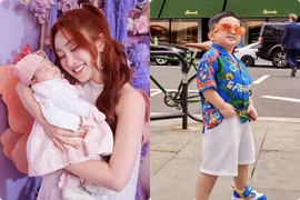 Hai con nhà Chi Bảo - Lý Thuỳ Chang mặc đồ hiệu từ bé