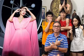 Thanh Hằng diện váy dạ hội, Trần Lực được con tổ chức sinh nhật