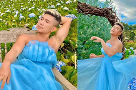 Lương Bằng Quang diện váy lố lăng “phá nát” khung cảnh hoa lãng mạn