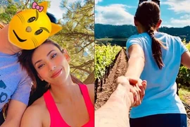 Siêu mẫu Võ Hoàng Yến khoe ảnh tình tứ với bạn trai bên Mỹ