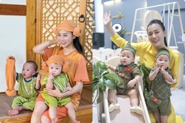 “Tan chảy” khoảnh khắc đời thường của Phương Oanh và cặp song sinh