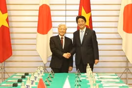 Tổng Bí thư Nguyễn Phú Trọng hội đàm với Thủ tướng Shinzo Abe