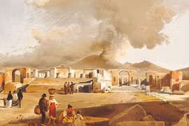 Tranh vẽ thành phố Pompeii trước khi bị núi lửa chôn vùi