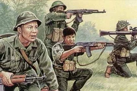 Ảnh ký họa về Quân đội Việt Nam của họa sĩ Tây