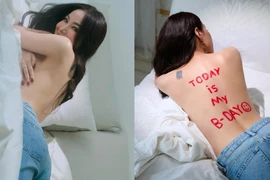 Nữ người mẫu gây tranh cãi vì cởi áo chụp ảnh sinh nhật 