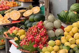 Thanh long, dưa lưới giảm giá