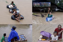 Độc lạ muôn kiểu phương tiện chạy lụt của người Philippines