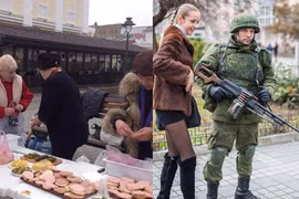 Người dân Crimea tiếp bánh, trà cho lực lượng an ninh