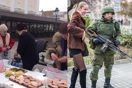 Người dân Crimea tiếp bánh, trà cho lực lượng an ninh