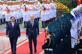 Toàn cảnh lễ đón Thủ tướng Đức Olaf Scholz thăm chính thức Việt Nam