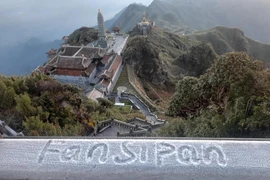 Sương muối phủ trắng đỉnh Fansipan đầu năm 2024