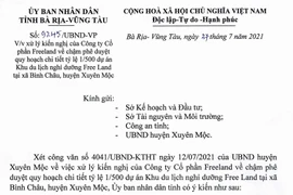 Vì sao dự án của Công ty Free Land ở Bà Rịa - Vũng Tàu chưa được duyệt quy hoạch?