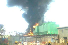 Cháy lớn tại khu sản xuất gang thép Hòa Phát