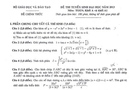 Gợi ý giải đề thi môn Toán khối A và A1 2013