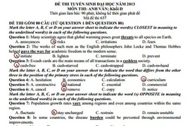 Gợi ý đáp án môn tiếng Anh khối D 2013