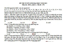 Gợi ý đáp án môn thi Hóa khối A 2013