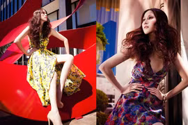 Thái Hà đầm hoa, tóc xù cá tính trên đất Mỹ