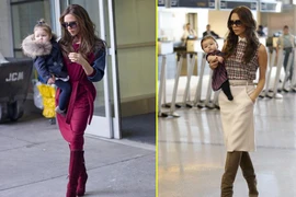 Victoria Beckham chuộng mốt đầm dài mix cùng bốt cao cổ