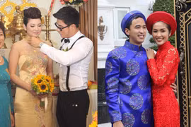Sao Việt diện trang phục truyền thống trong đám cưới