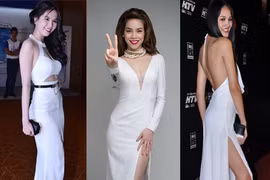 Sao Việt khoe đùi nuột với đầm trắng xẻ cao