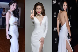 Sao Việt khoe đùi nuột với đầm trắng xẻ cao
