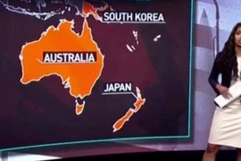 Truyền hình Nga đặt nhầm Nhật Bản ở Nam bán cầu, cạnh Australia