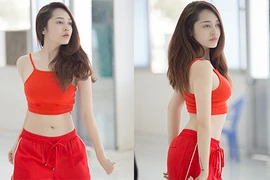 Ca sĩ Bảo Anh khoe eo thon quyến rũ trên sàn tập