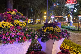 Cảnh lộng lẫy đèn hoa đón chào 2020 ở trung tâm Sài Gòn