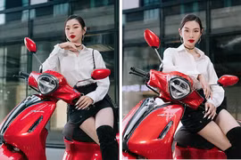 Thùy Tiên phối đồ đơn giản, vẫn thu hút ánh nhìn nhờ Yamaha Grande 