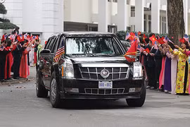 Cận cảnh dàn xe hộ tống Tổng thống Trump tại HN